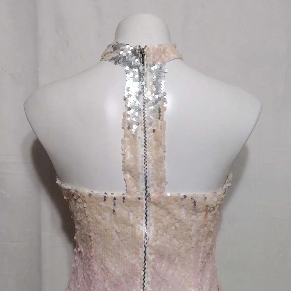 L’Atiste NWT Ombre Sequin Bodycon Dress Strapless High Neck Party Cocktail Large - Picture 10 of 16